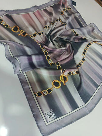 LEVİDOR LAREX İPEK EŞARP K.GRİ HARDAL