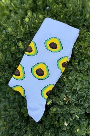 Unisex Avokado Desenli Açık Mavi Soket Çorap