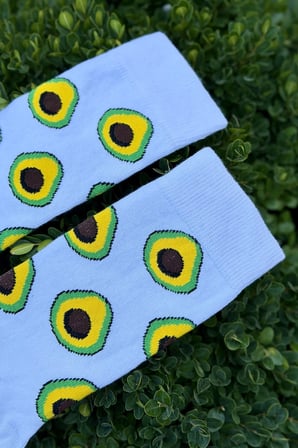 Unisex Avokado Desenli Açık Mavi Soket Çorap