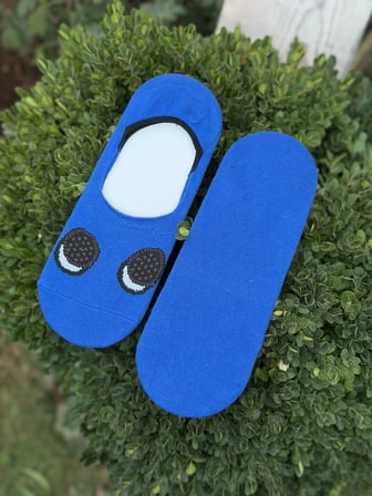 Unisex Oreo Bisküvi Desenli Mavi Babet Çorap