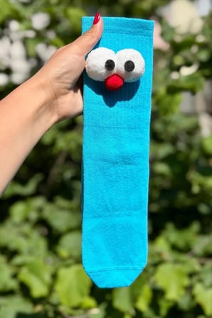Unisex Mavi Pörtlek Gözlü Eğlenceli Soket Çorap