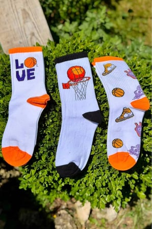 Unisex Basketbol Desenli 3'lü Tenis Spor Çorap