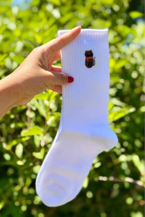Unisex Kedi ve Penguen Nakışlı 2'li Tenis Spor Çorap