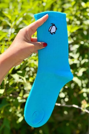 Unisex Kedi ve Penguen Nakışlı 2'li Tenis Spor Çorap