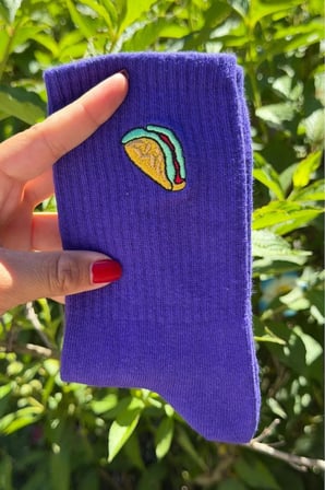 Unisex Taco ve Patates Nakışlı 2'li Tenis Spor Çorap