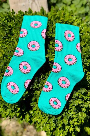 Unisex Donut Desenli Renkli Soket Çorap
