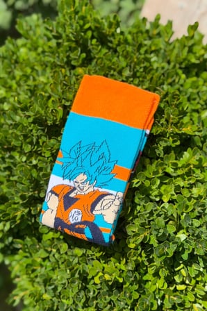 Unisex Dragon Ball Goku Desenli Turkuaz Anime Soket Çorap