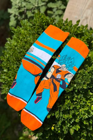 Unisex Dragon Ball Goku Desenli Turkuaz Anime Soket Çorap