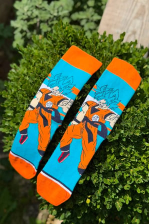 Unisex Dragon Ball Goku Desenli Turkuaz Anime Soket Çorap