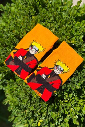 Unisex Naruto Uzumaki Desenli Turuncu Anime Soket Çorap