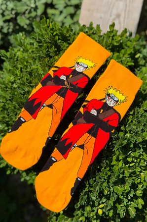 Unisex Naruto Uzumaki Desenli Turuncu Anime Soket Çorap