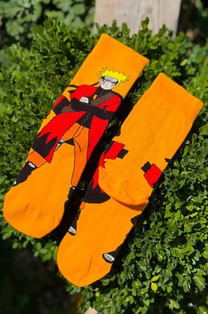 Unisex Naruto Uzumaki Desenli Turuncu Anime Soket Çorap