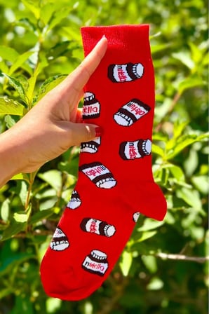 Unisex Kırmızı Nutella Tasarım Soket Çorap