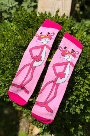 Unisex Pembe Panter Desenli Soket Çorap
