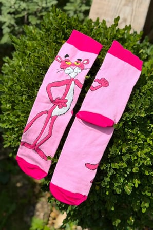 Unisex Pembe Panter Desenli Soket Çorap