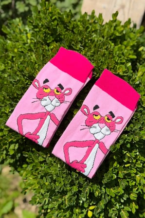 Unisex Pembe Panter Desenli Soket Çorap