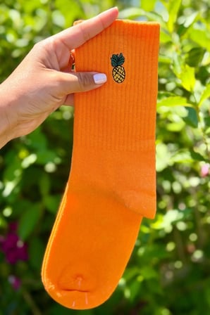 Unisex Ananas Nakışlı 2'li Tenis Spor Çorap