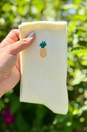 Unisex Ananas Nakışlı 2'li Tenis Spor Çorap