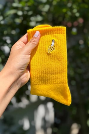 Unisex Çilek ve Muz Nakışlı 2'li Tenis Spor Çorap