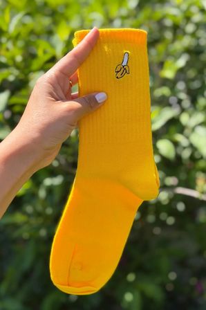 Unisex Çilek ve Muz Nakışlı 2'li Tenis Spor Çorap