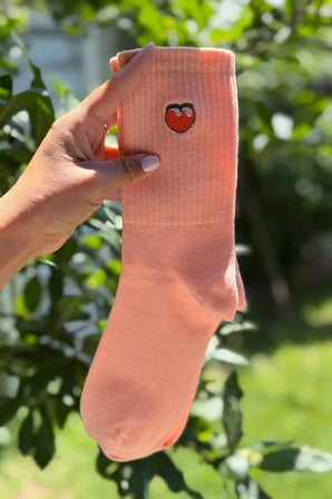Unisex Karpuz ve Şeftali Nakışlı 2'li Tenis Spor Çorap