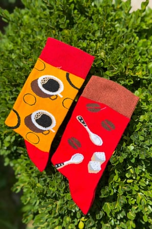 Unisex Sağlı Sollu Kahve Desenli Soket Çorap