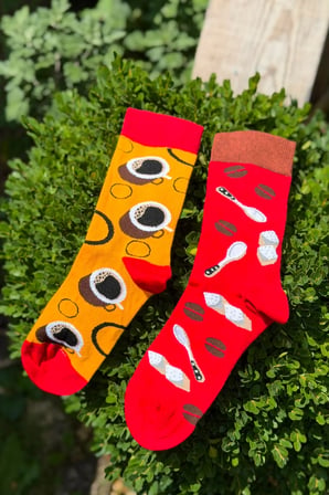 Unisex Sağlı Sollu Kahve Desenli Soket Çorap