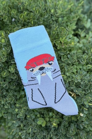 Unisex Sağlı Sollu Mors Desenli Buz Mavisi Soket Çorap