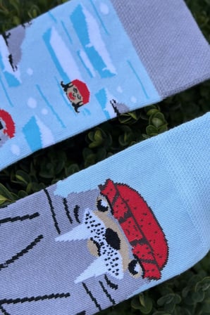 Unisex Sağlı Sollu Mors Desenli Buz Mavisi Soket Çorap