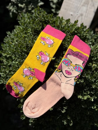Unisex Sağlı Sollu Pop Art Sakız Balonlu Kız Desenli Soket Çorap