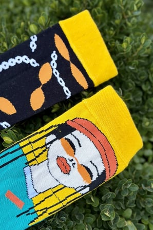 Unisex Sağlı Sollu Rasta Saçlı Kız Desenli Soket Çorap