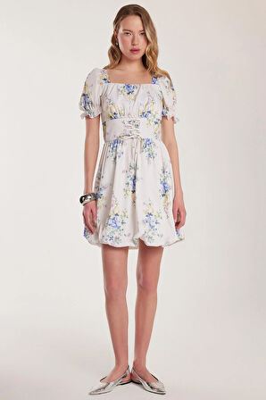 Kadın Standart Fit Normal Kesim U Yaka Mini Elbise