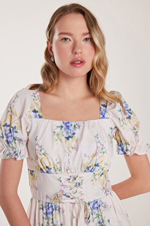 Kadın Standart Fit Normal Kesim U Yaka Mini Elbise