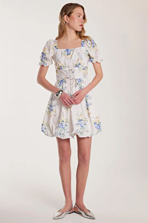 Kadın Standart Fit Normal Kesim U Yaka Mini Elbise