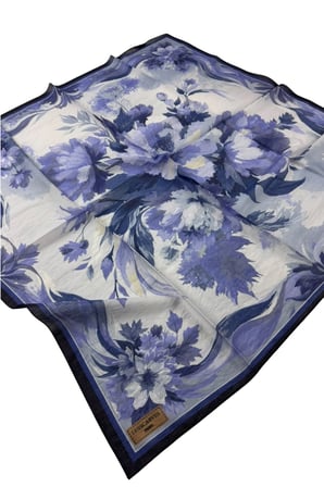 Lesscarves Desenli Pamuk İpek Eşarp 90x90 LS2213