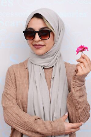 Bej Renk Likralı Viskon Penye Şal Beige Lycra Scarf