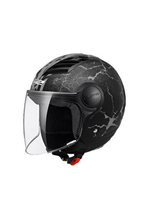 LS2 AIRFLOW SNAKE MAT SIYAH-TITANIUM YARIM KASK