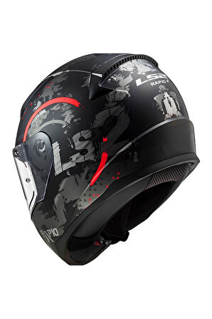 LS2 RAPID 2 CIRCLE KAPALI KASK MAT SIYAH - KIRMIZI