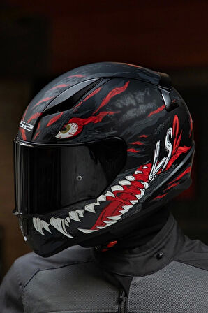 LS2 RAPID 2 KAIJU MAT SIYAH-KIRMIZI-BEYAZ KASK