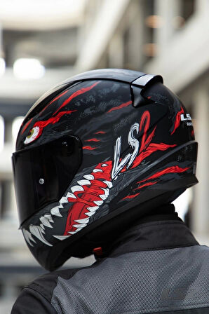 LS2 RAPID 2 KAIJU MAT SIYAH-KIRMIZI-BEYAZ KASK