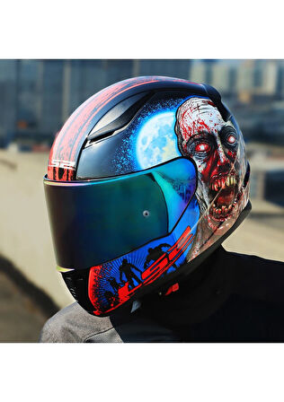 LS2 RAPID 2 ZOMBIE KAPALI KASK SIYAH - KIRMIZI