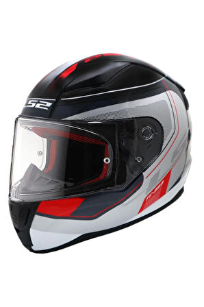 LS2 RAPID SLIDE BEYAZ-SIYAH-KIRMIZI KAPALI KASK