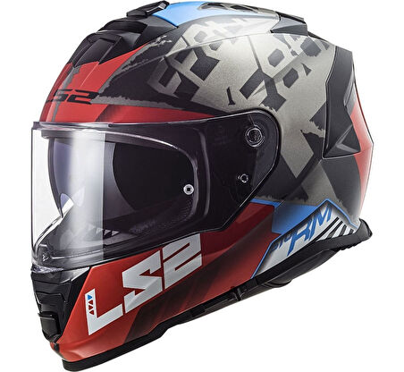 LS2 STORM 2 SPRINTER MAT SIYAH-KIRMIZI-TITANIUM KASK