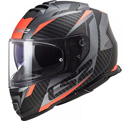 LS2 STORM RACER MAT TITANIUM-TURUNCU KASK KASK