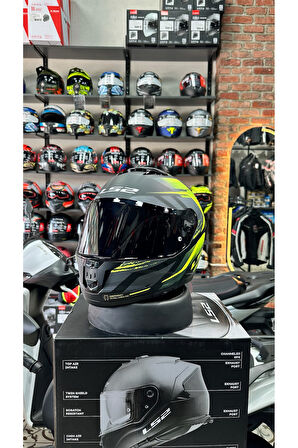 LS2 STREAM 2 FURY MAT SIYAH-GRI-NEON SARI KASK