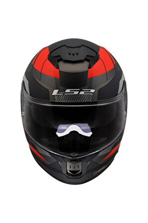 LS2 STREAM 2 ROAD MAT SIYAH-TITANIUM-KIRMIZI KASK