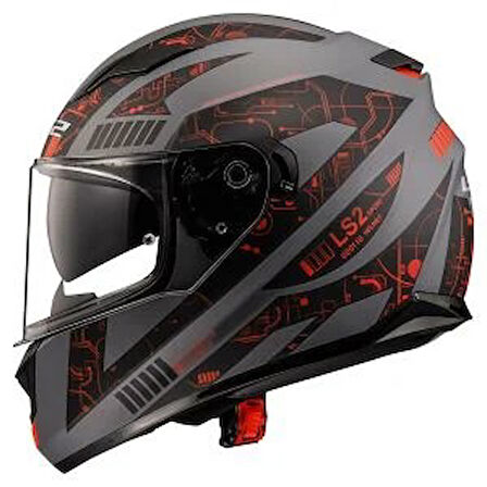 LS2 STREAM EVO TECT MAT GRI KIRMIZI KAPALI KASK