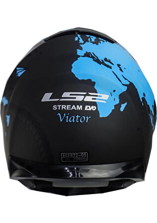 LS2 STREAM  EVO VİATOR MAT SİYAH MAVI KASK
