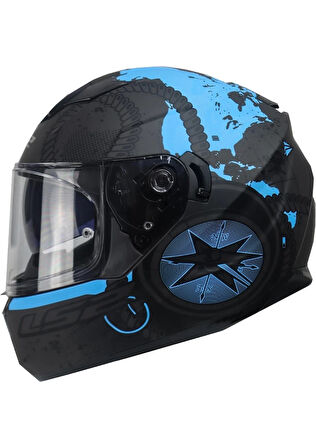 LS2 STREAM  EVO VİATOR MAT SİYAH MAVI KASK