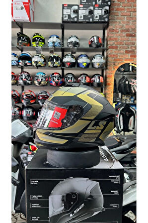 LS2 STREAM 2 ROAD MAT SIYAH-GOLD-GRI KASK